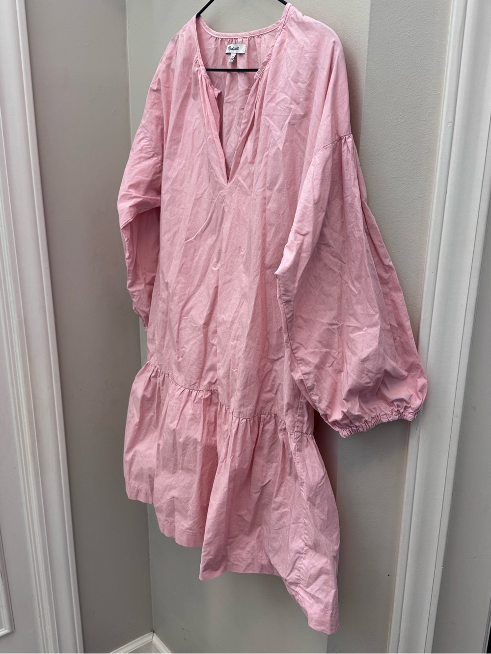Madewell Cotton Mini Dress V Neck Pink - Picture 5 of 8